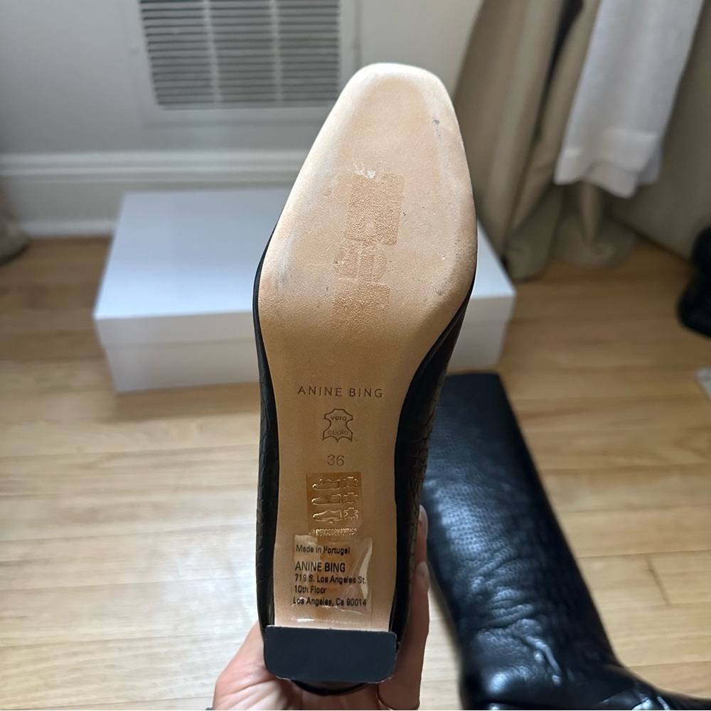 NEW Anine Bing Felicia Boots in Black Croc - Picture 11 of 15